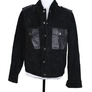 Real PIGSKIN LEATHER JACKET Black Forever 21 Snap Moto Biker 90s Vintage y2k M